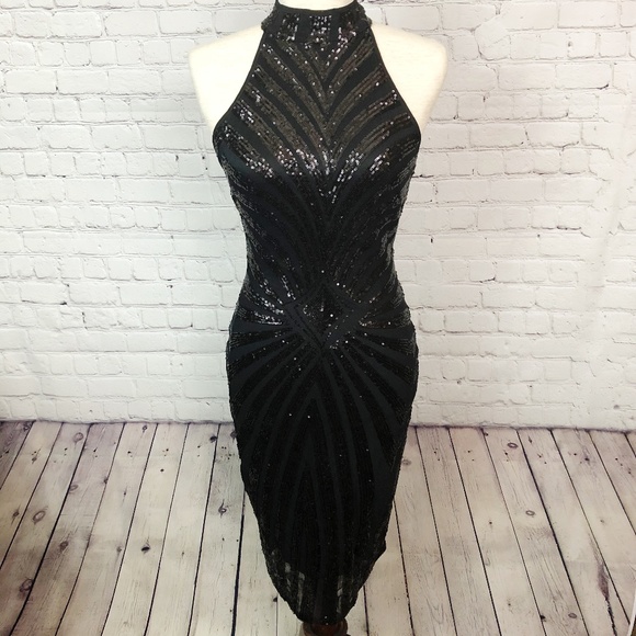 A. Peach Dresses & Skirts - Elegant Black Sequined Dress - NWT